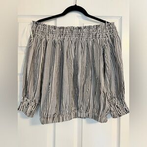 Evereve Sydney stripe off-shoulder blouse